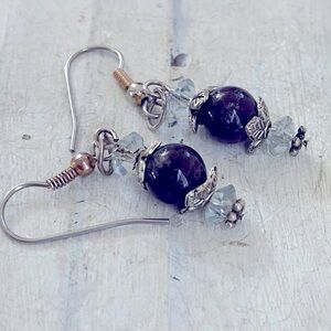 Sterling amethyst & blue quartz dangle earrings